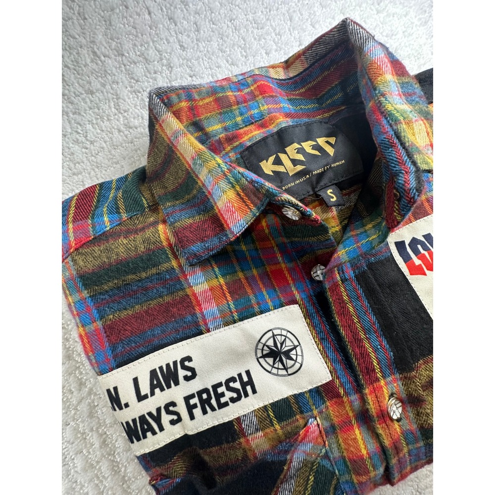 KLEEP Small Plaid Flannel Shirt PatchworkLOVE TO KLEEP